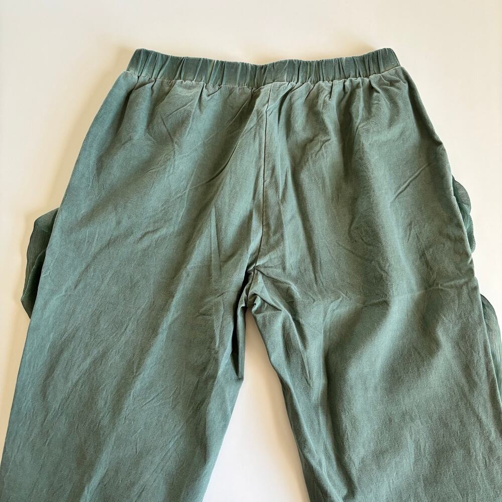 Pretty Angel Moss Green Linen Blend Pull On Tapered Pants Artsy Eclectic Large - Picture 7 of 8